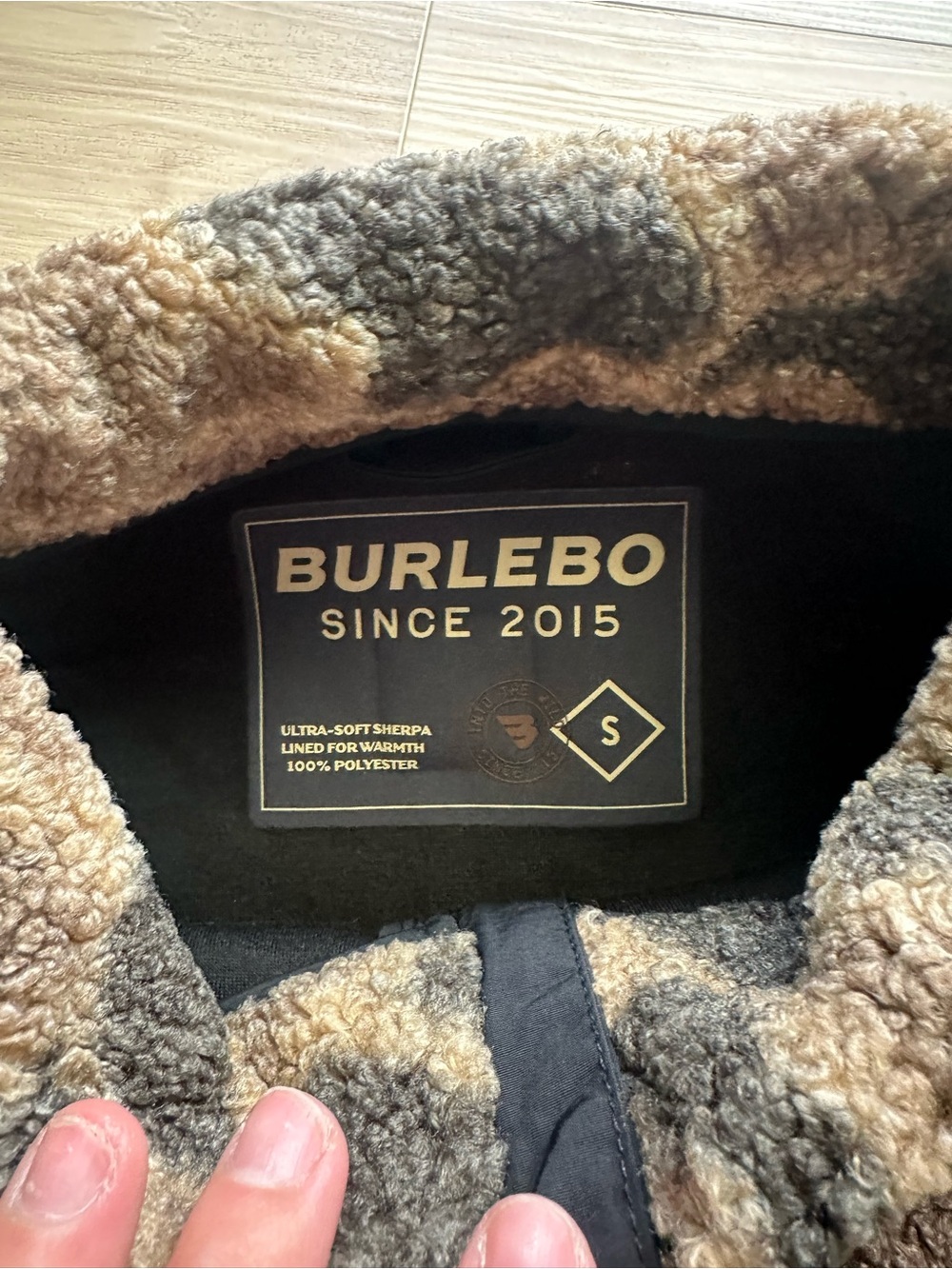 NWT! BURLEBO Sherpa Quarter Zip in Rocky Mountain Camo - Size S - Picture 4 of 6